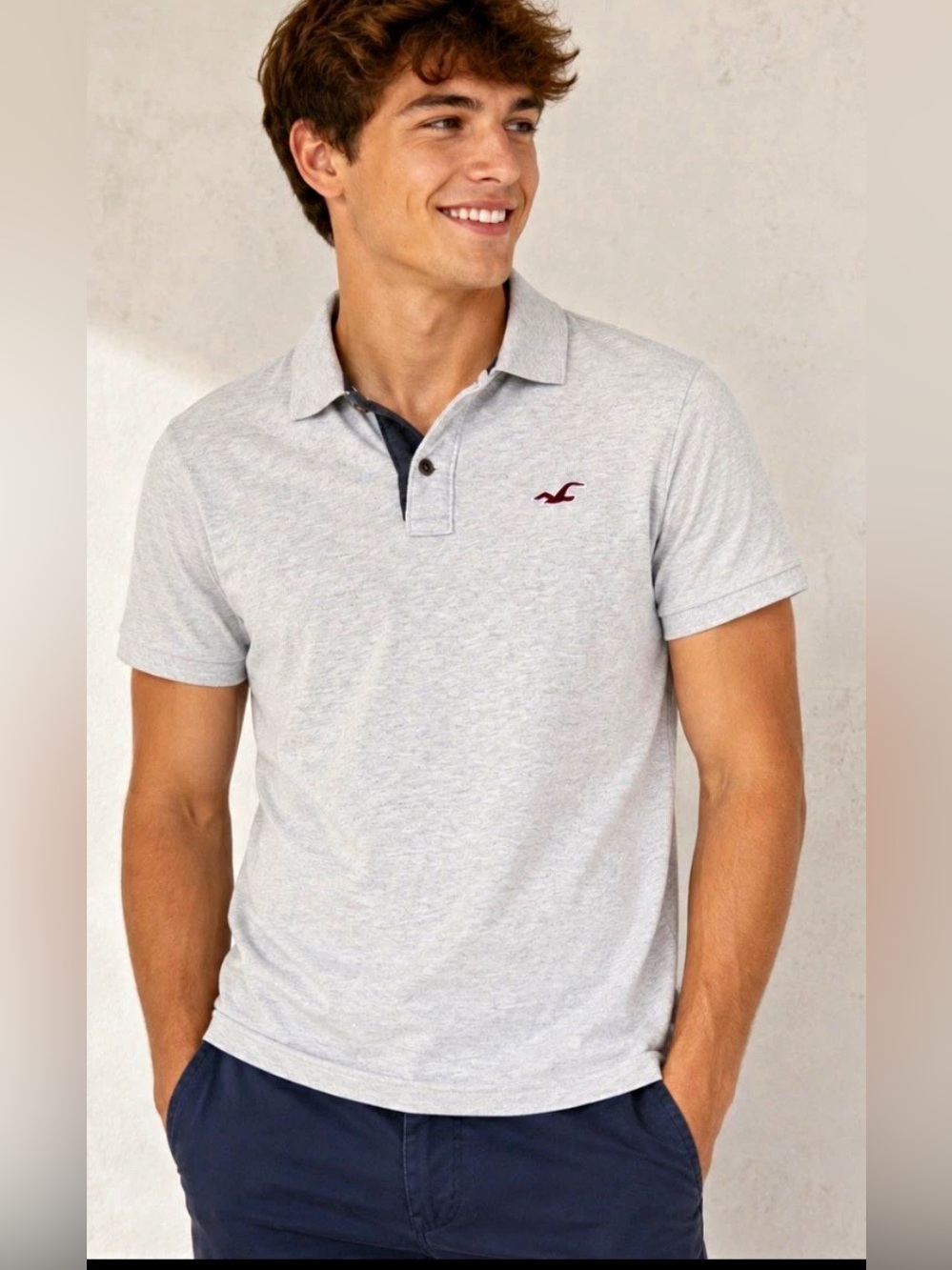 Hollister Epic Flex Stretch Polo Heather Grey